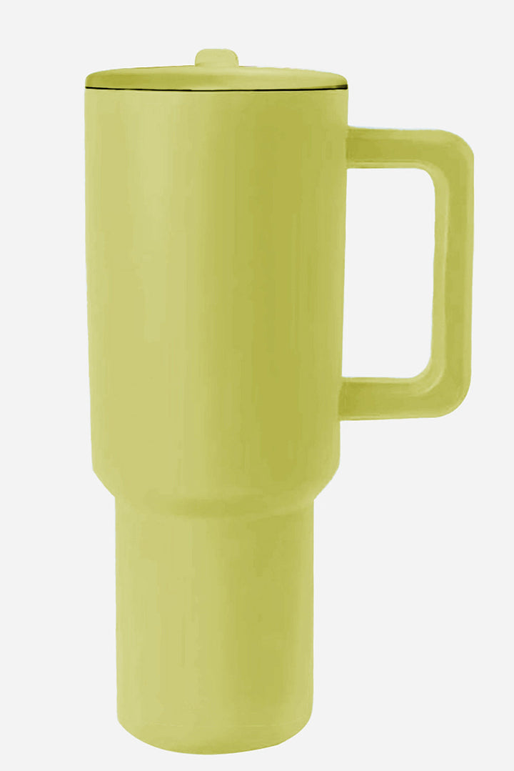 Großer Vakuumbecher mit mattiertem Edelstahlgriff und Strohhalm, 40 oz