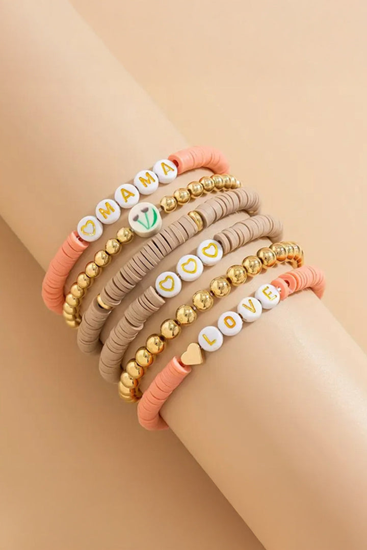 Mama Love Heart Beaded Multi Layer Bracelet