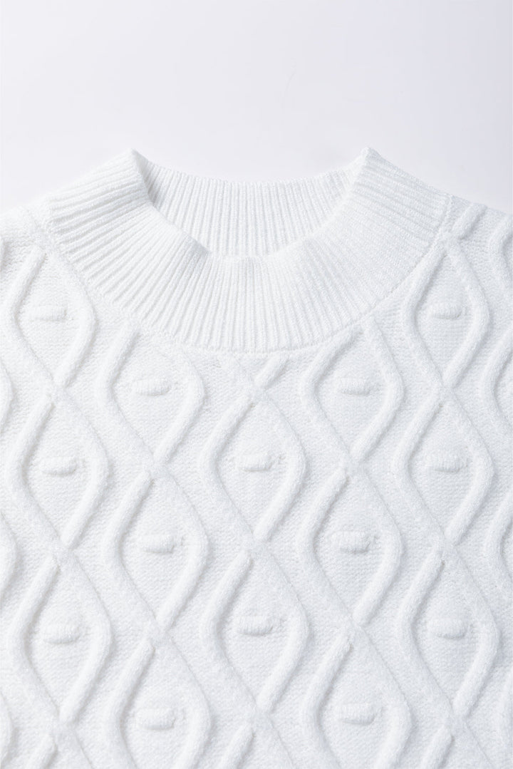 Textured Ruffled Mock Neck Knitted Vest