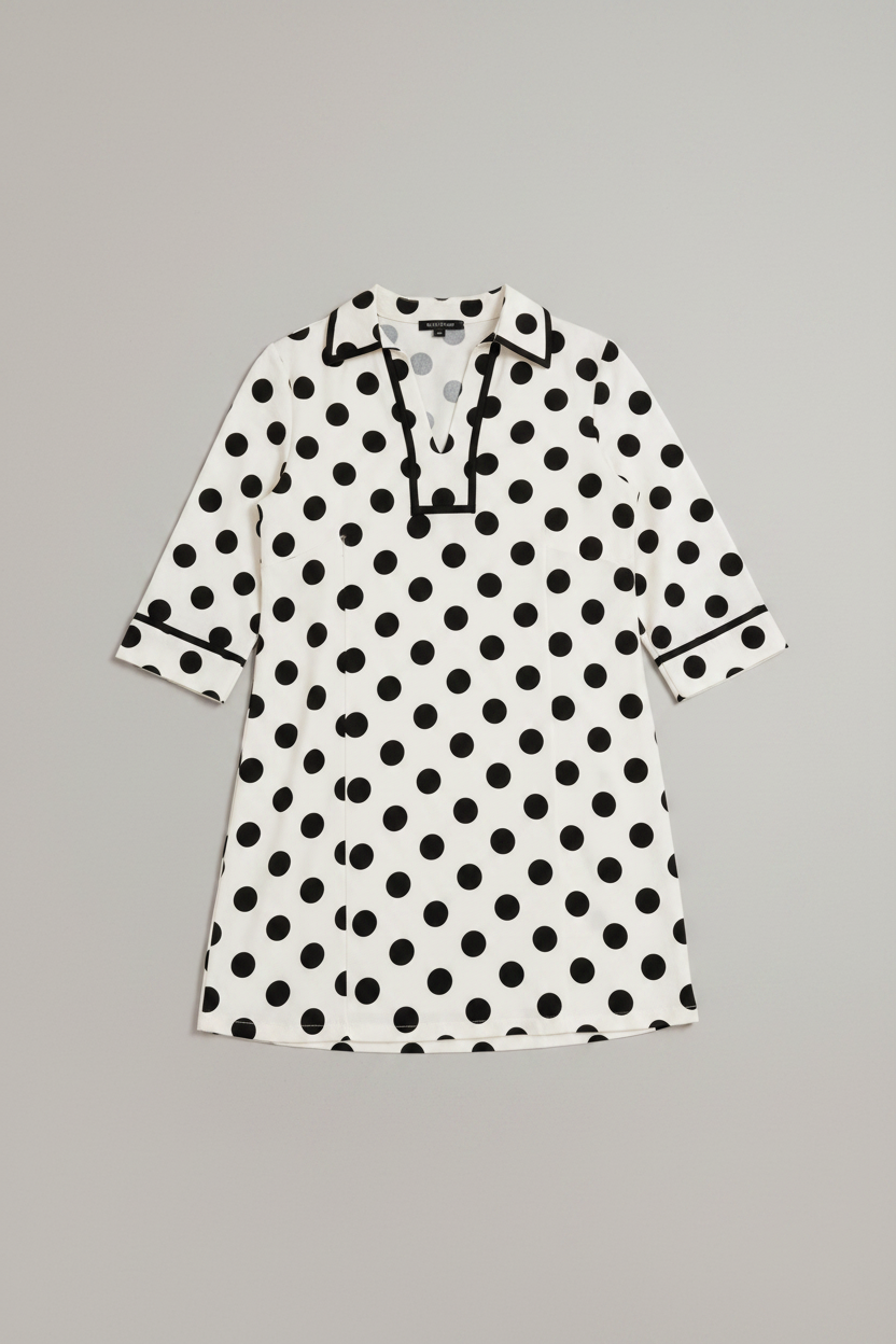 White Polka Dot Half Sleeve Casual Mini Dress