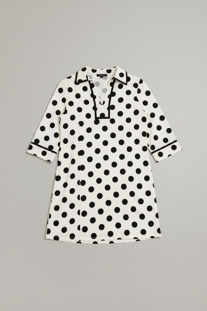 White Polka Dot Half Sleeve Casual Mini Dress