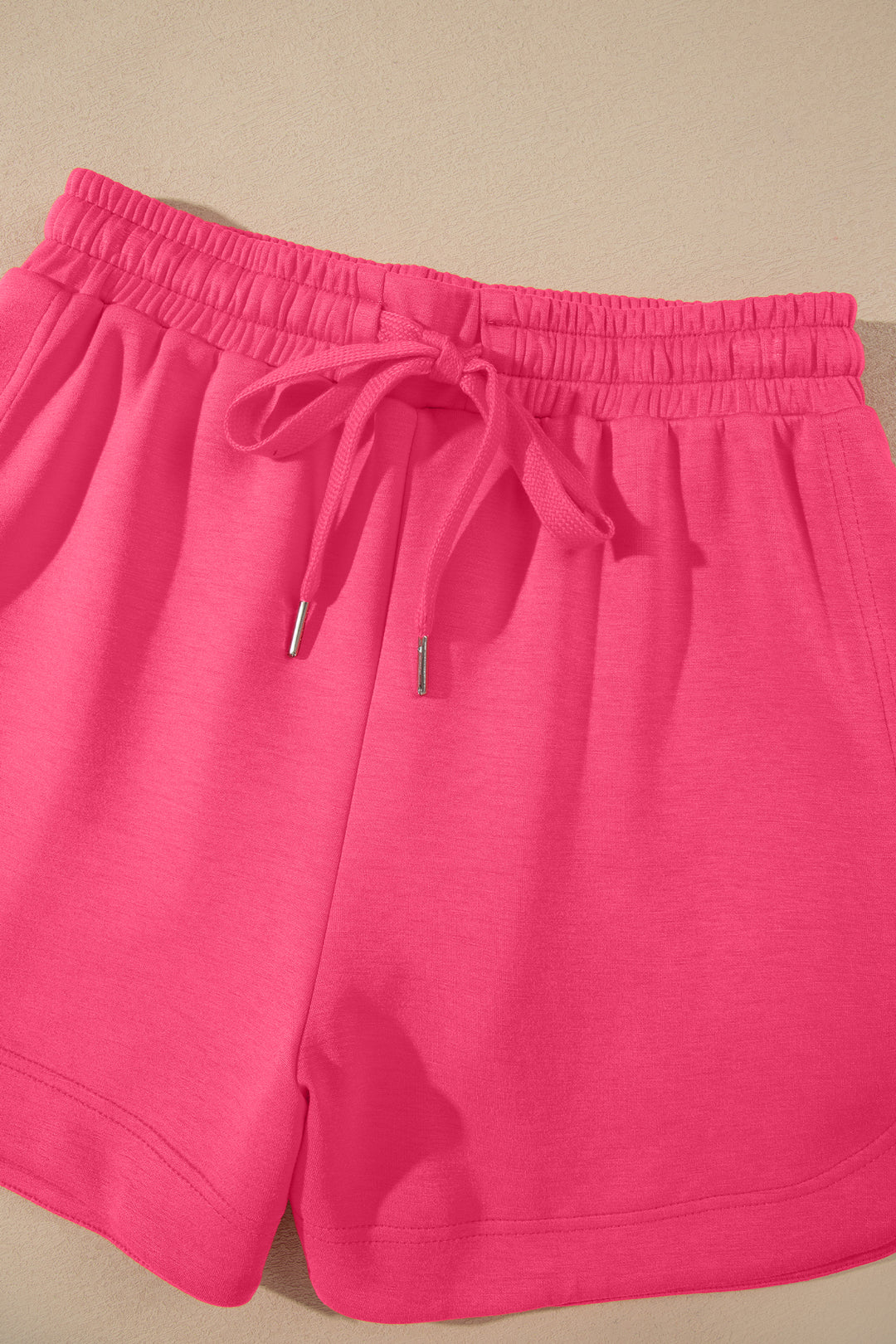 Fiery Red Quarter Zip Sleeveless Top Drawstring Shorts Casual 2pcs Outfit