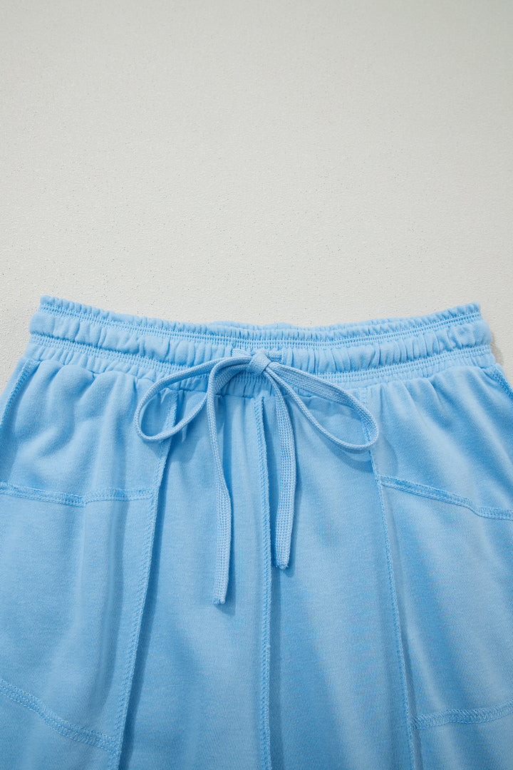 Sky Blue Drop Shoulder Boxy Tee and Barrel Pants Set