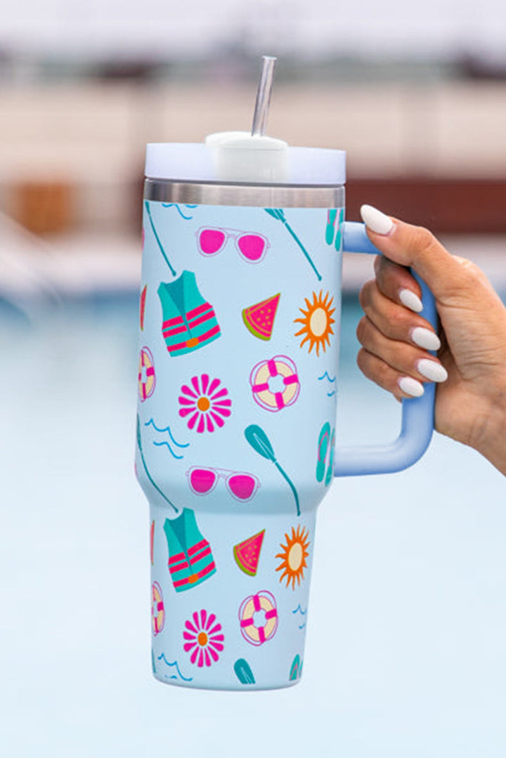 Beach Day Fun Pattern Cup with Handle 40oz