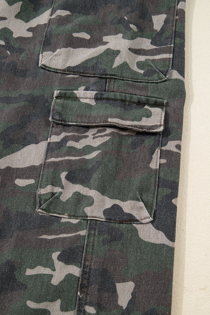 Green Camo Cargo Wide Leg Pants
