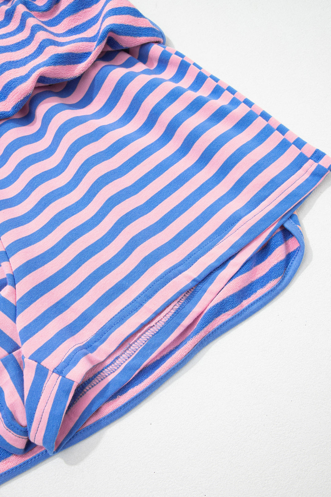Blue Stripe Relaxed Short Sleeve Top Elastic Waist Skort 2pcs Set