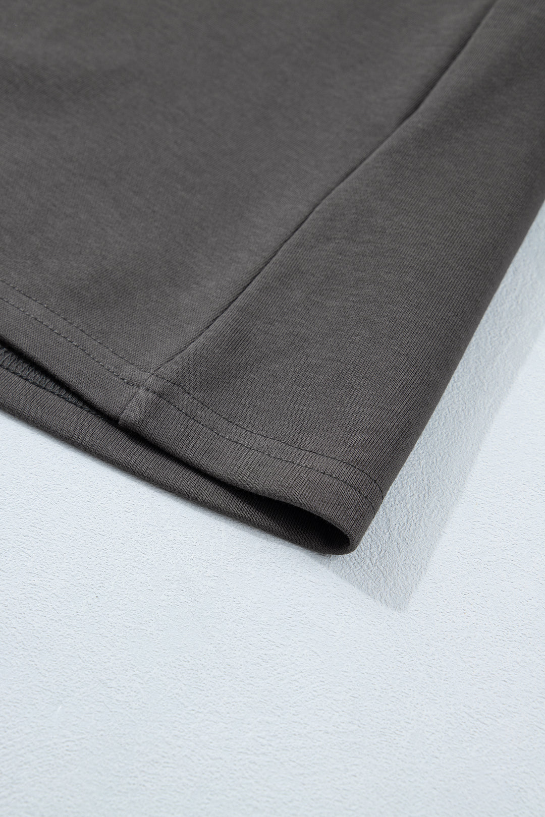 Carbon Grey Color Block Denim Patchwork Polo Collar T Shirt Shift Dress