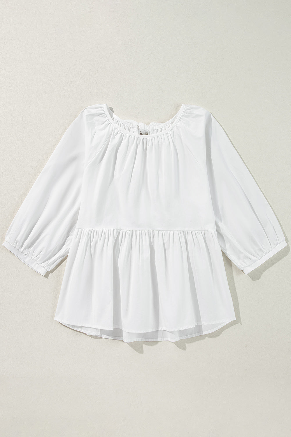 Bow Knot Cutout Back Loose Fit 3/4 Sleeve Blouse