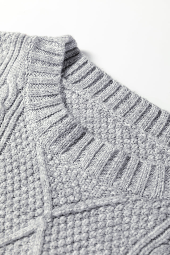 Cable Knit Drop Shoulder Loose Fit Sweater Dress