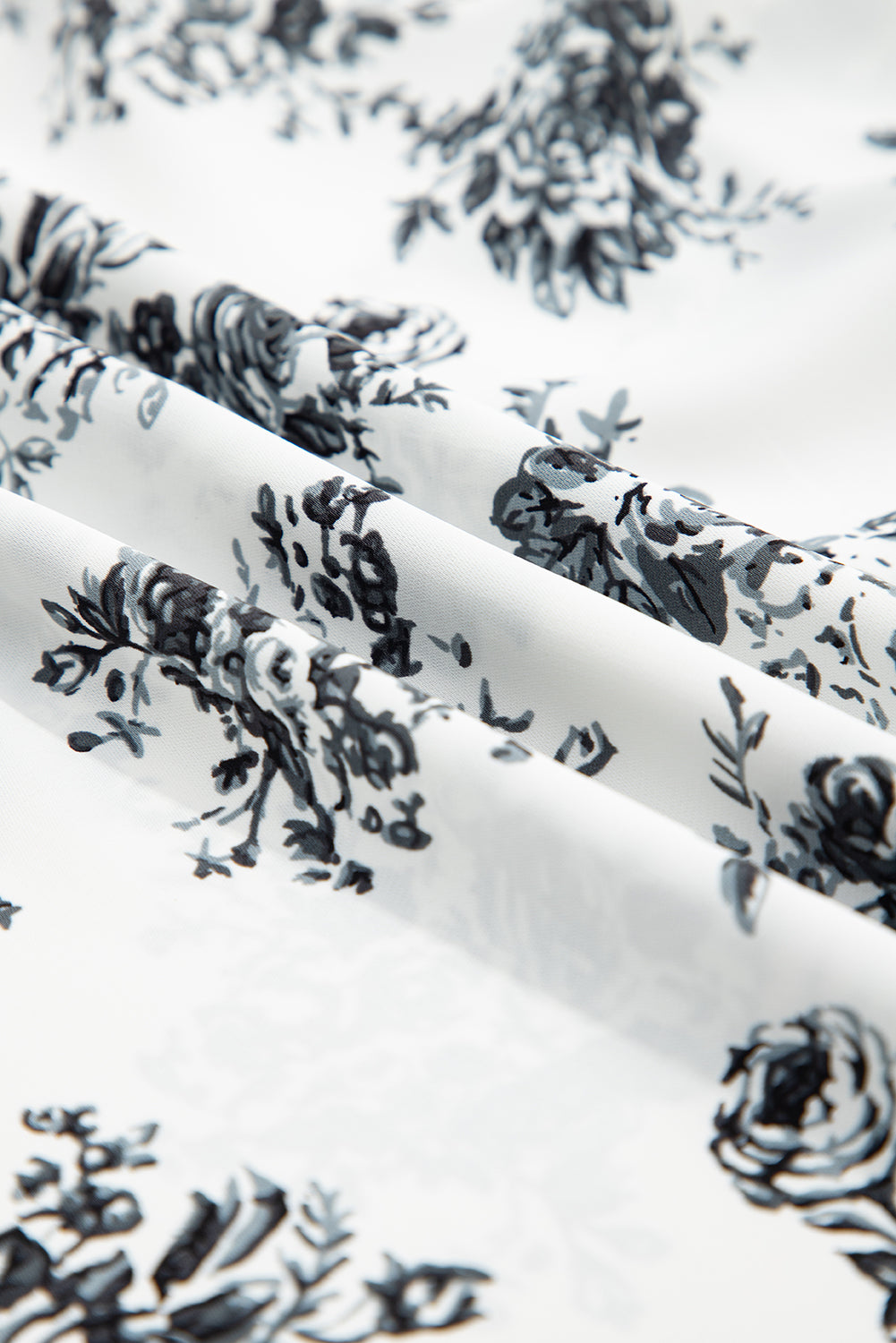 White Black Boho Floral High Waist Ruffle Split Maxi Skirt