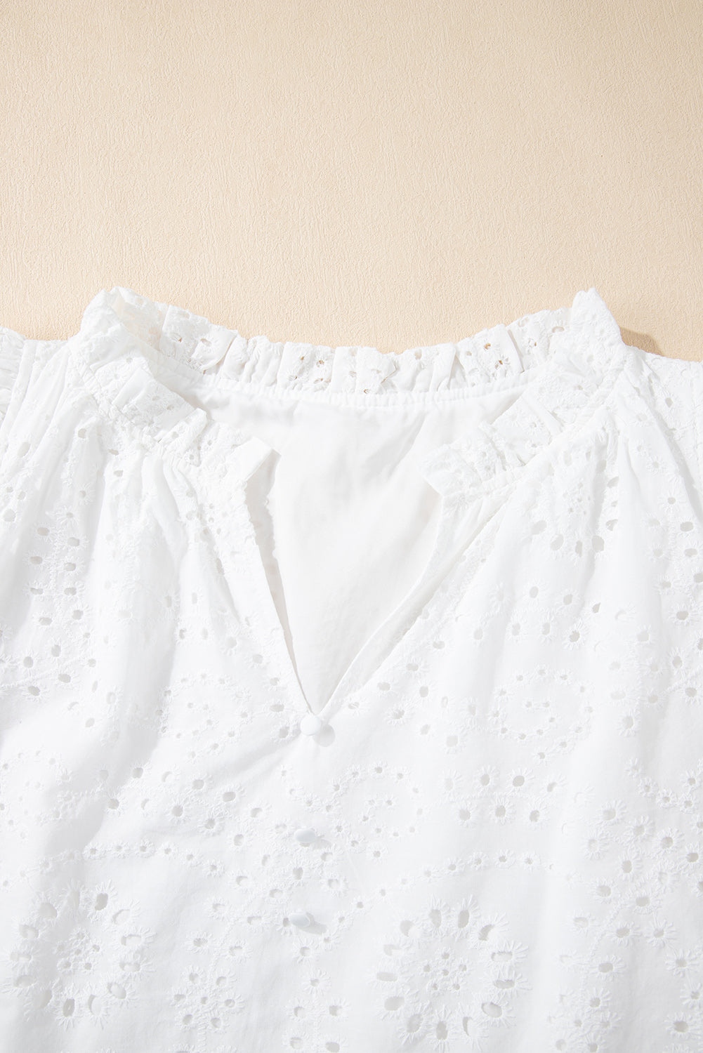 broderie anglaise ruffle short sleeve blouse