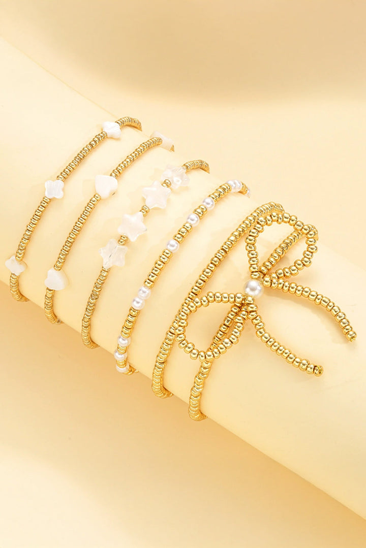 Bow Knot Star Heart Beaded Multi Layer Bracelet