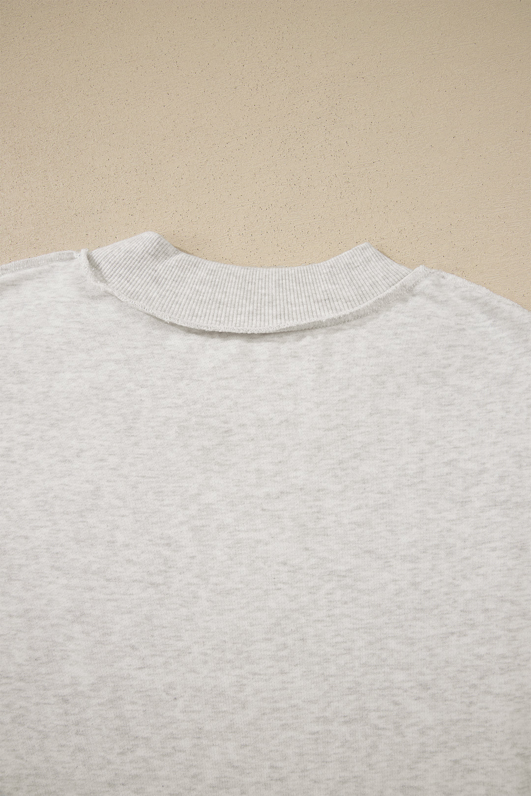Light Grey Exposed Seam Detail Mock Neck Tee