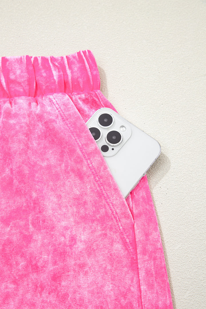 Rose Red Mineral Wash Cotton Short Set