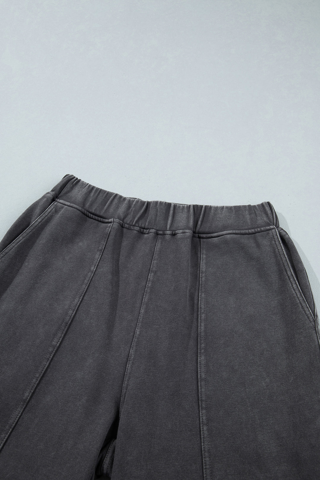 Carbon Grey Mineral Wash Seam Detail Elastic Waist Barrel Pants
