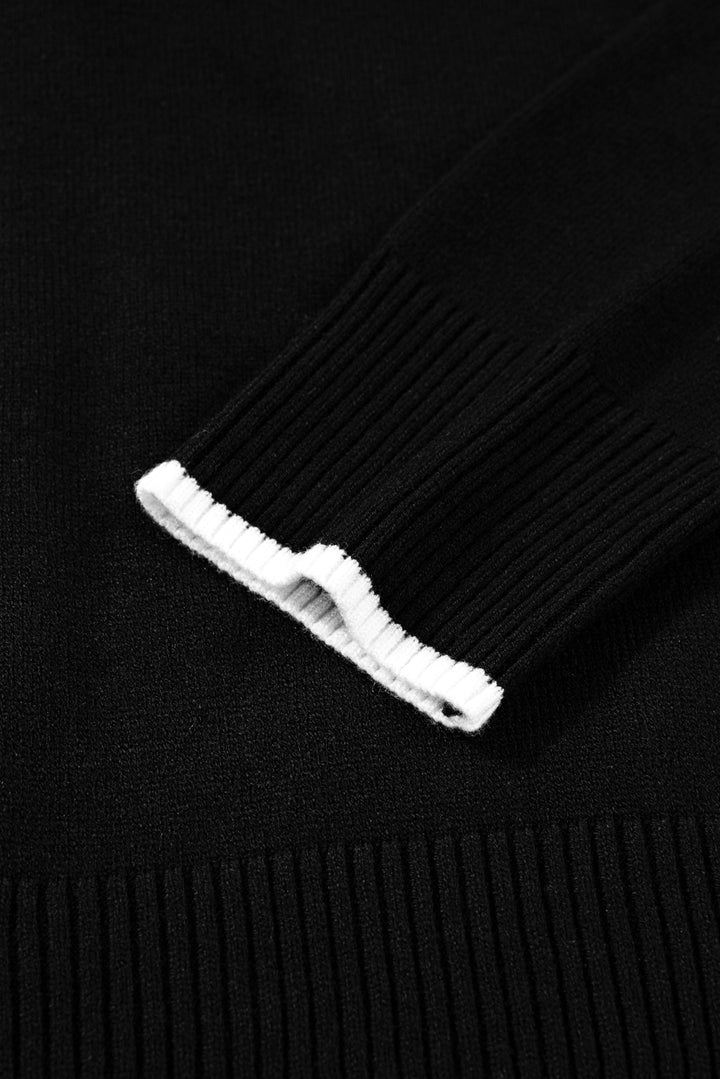 Contrast Trim Big Bow Accent Holiday Cropped Sweater