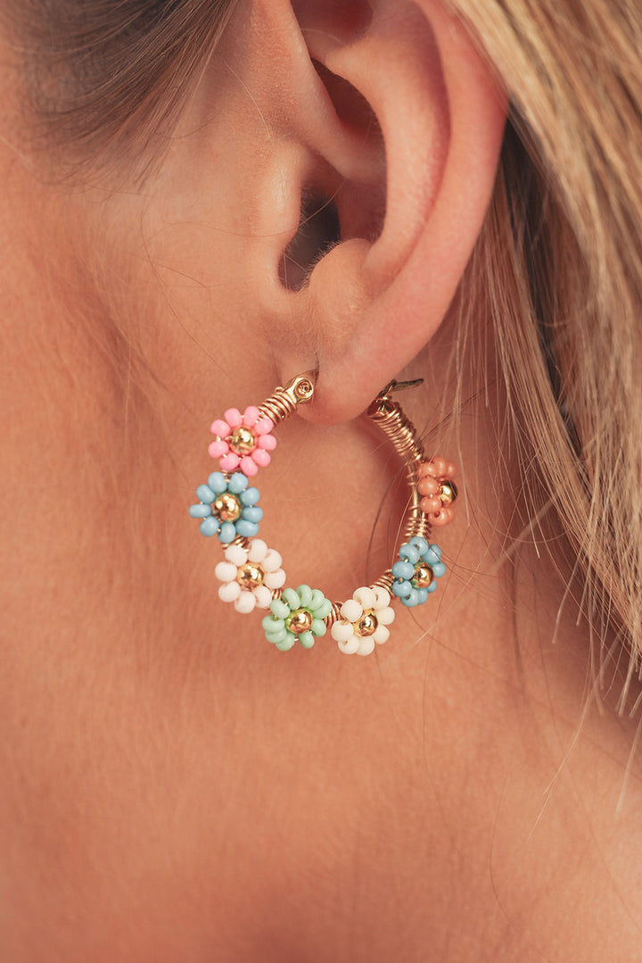 Colorful Flower Hoop Earrings