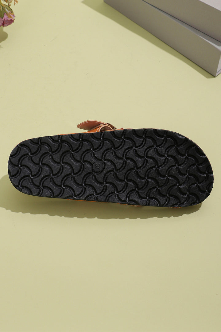Suede Adjustable Strap Toe Ring Outdoor Slippers