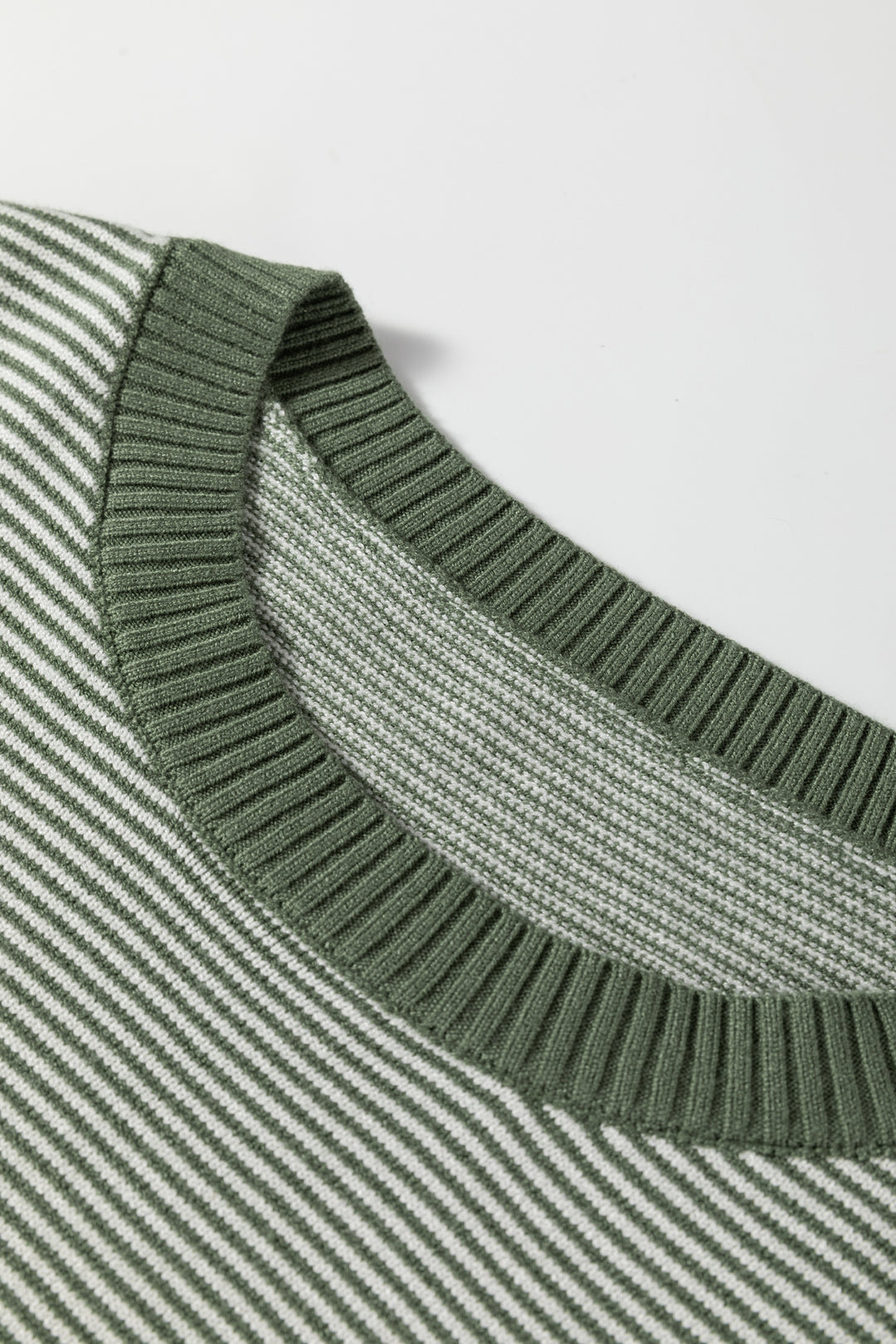 Green Stripe Color Block Patchwork Dolman Oversize Tunic Sweater