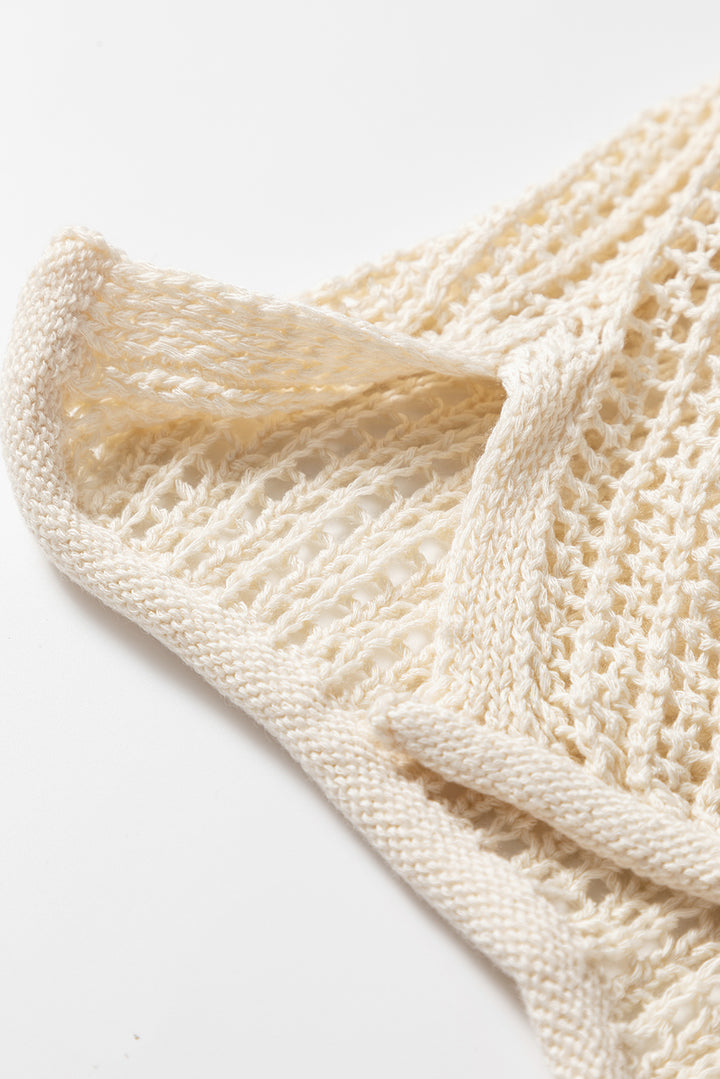 Parchment Hollow Out Knit Star Pattern Accent Plus Size Jumper