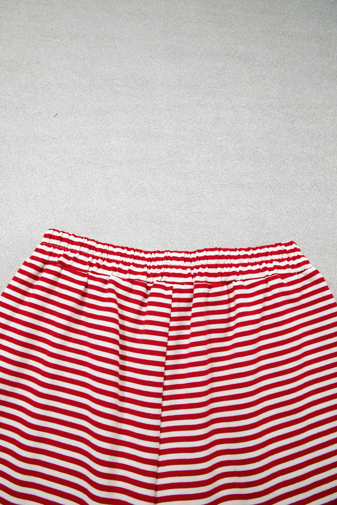 Red Stripe Oversize Mock Neck Sweatshirt and Shorts Set