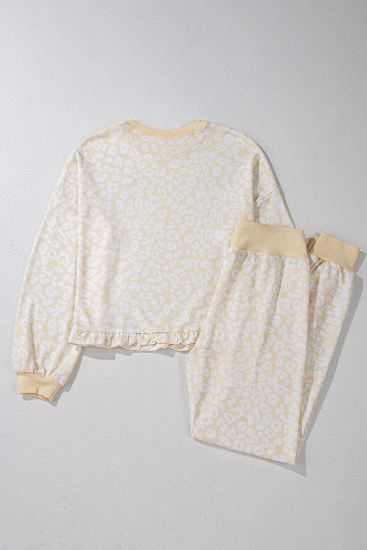 cheetah print two piece loose fit cozy loungewear