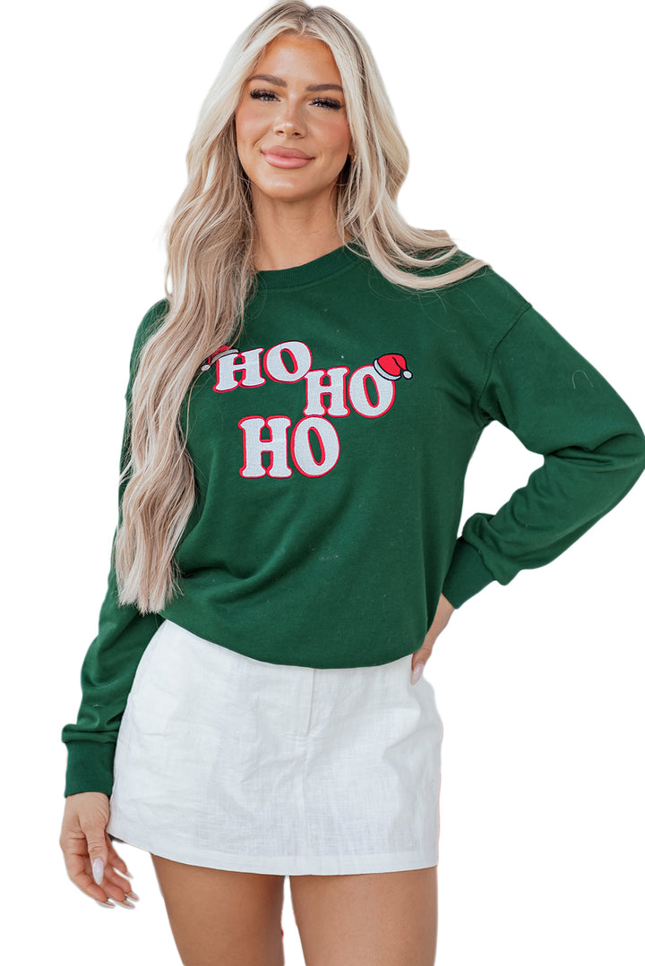 Embroidered Letter Graphic Christmas Fashion Sweatshirt