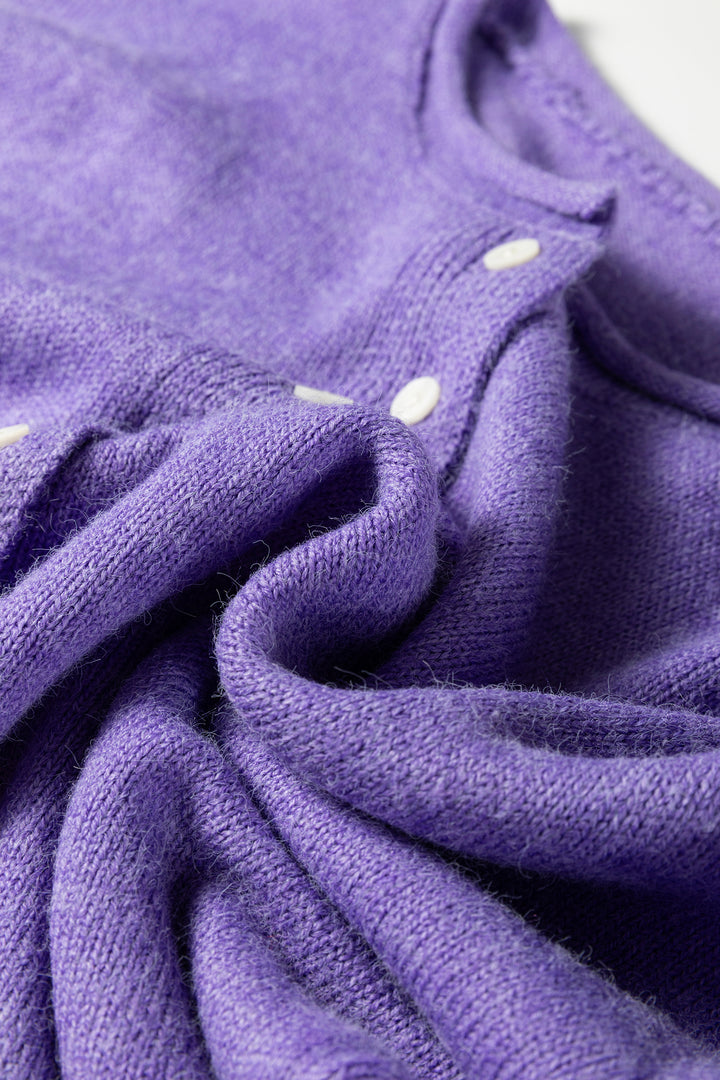 Wisteria Solid Color Knit Button Sweater Cardigan
