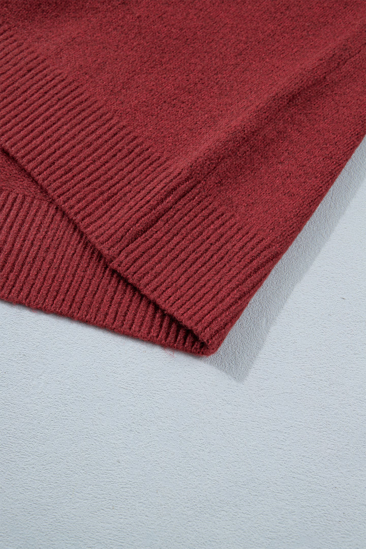 Red Dahlia Christmas Theme Geometric Pattern Knit Round Neck Shift Sweater