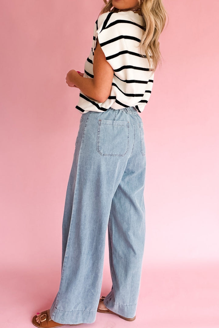 Beau Blue Solid Full-Length Regular Pocket Detail Denim Jeans