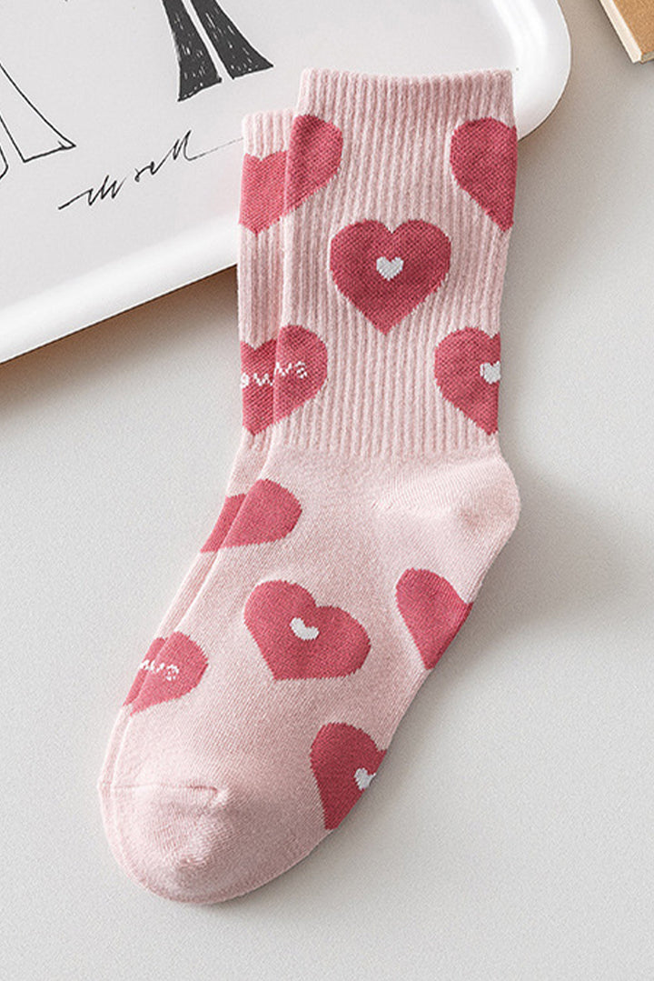 Weiche Crew-Socken mit geripptem Rand und Herz-Print