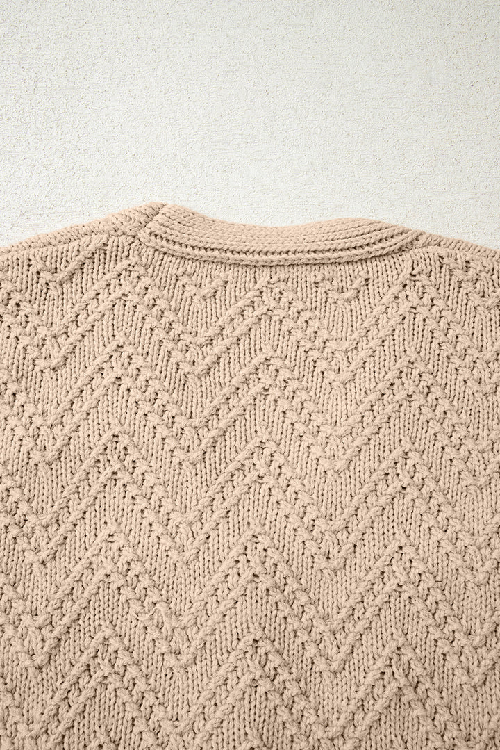 Smoke Gray Pearl Embellished Button Front Sweater Cardigan