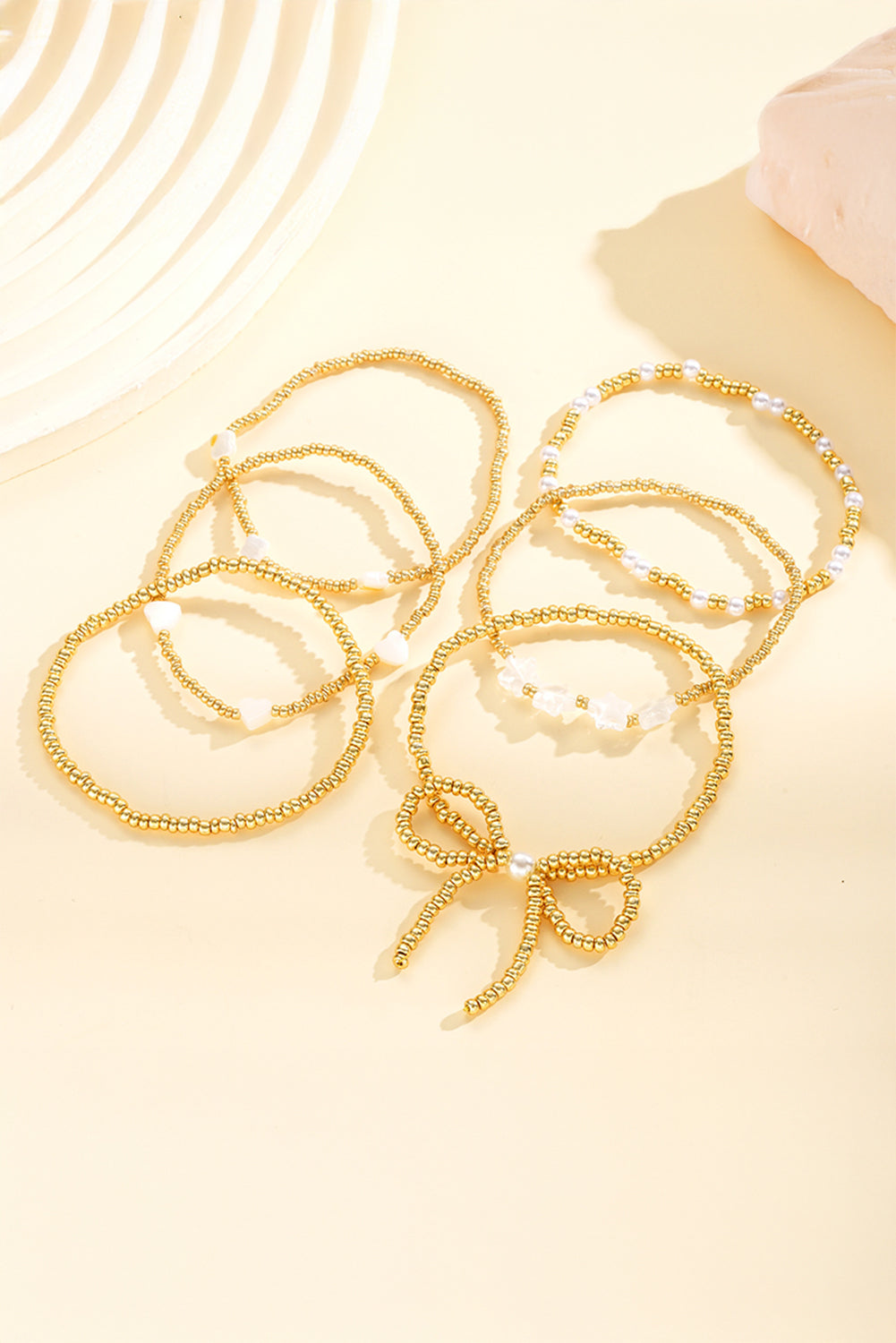 Bow Knot Star Heart Beaded Multi Layer Bracelet