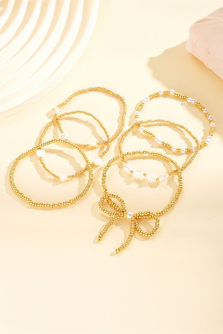 Bow Knot Star Heart Beaded Multi Layer Bracelet