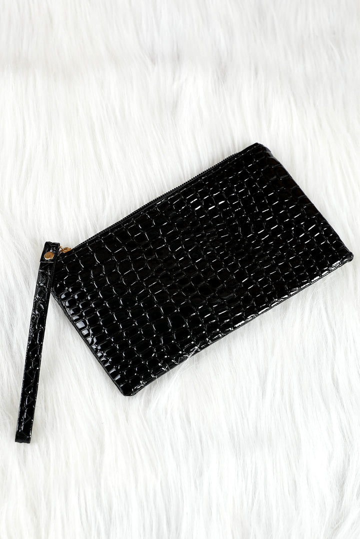 Portefeuille à dragonne zippé motif crocodile