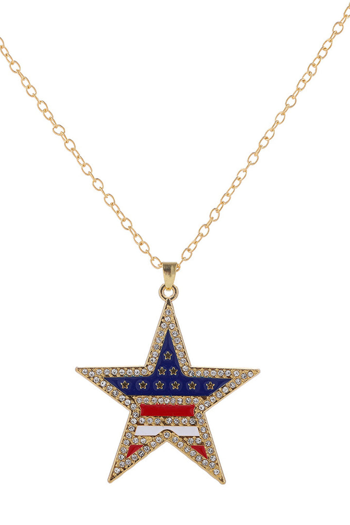 Collier étoile avec strass et drapeau américain
