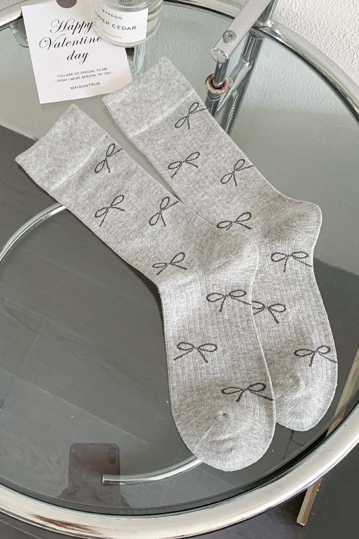 Gerippte Crew-Socken mit Schleifenknoten-Print