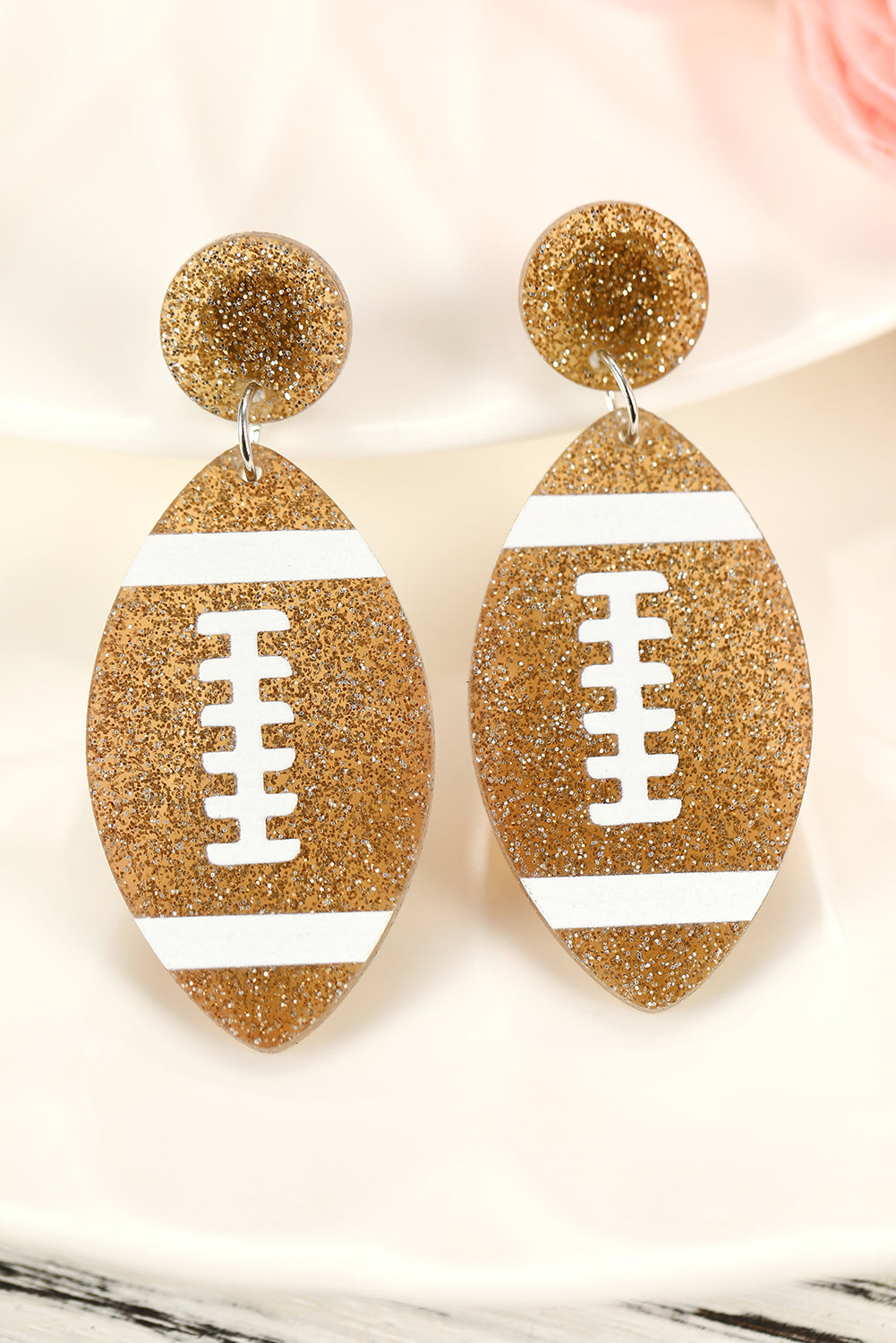 Boucles d'oreilles scintillantes avec pendentif « Jour de match » pour le rugby