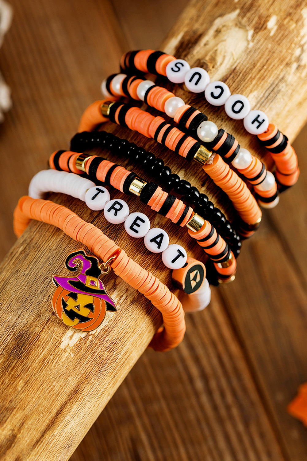TREAT HOCUS Halloween Kürbis Perlen Mehrschichtiges Armband