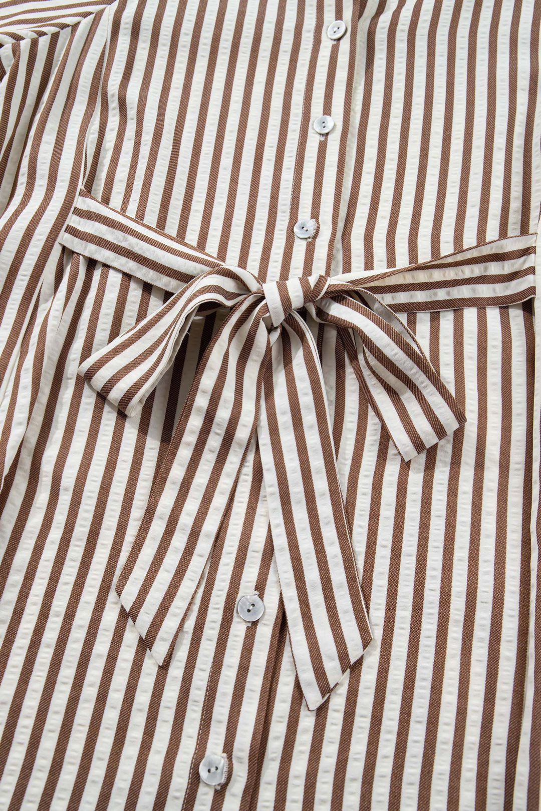 Knot Waist Puff Sleeve Button Down Mini Shirt Dress