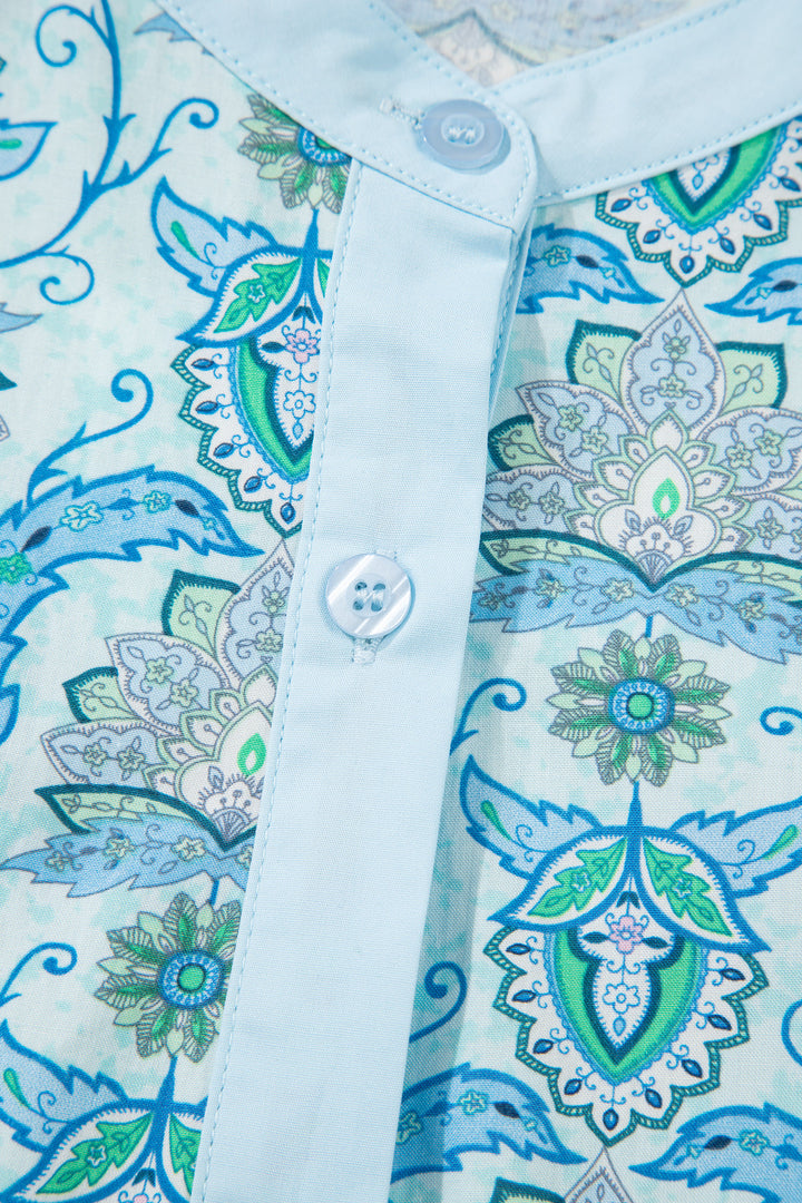 Paisley Print Puff Sleeve Loose Shirt