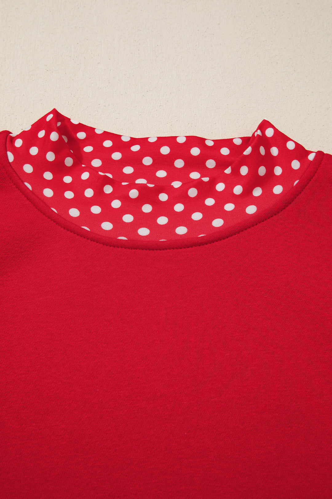 Red Polka Dot Patchwork Round Neck Plus Size Sweatshirt