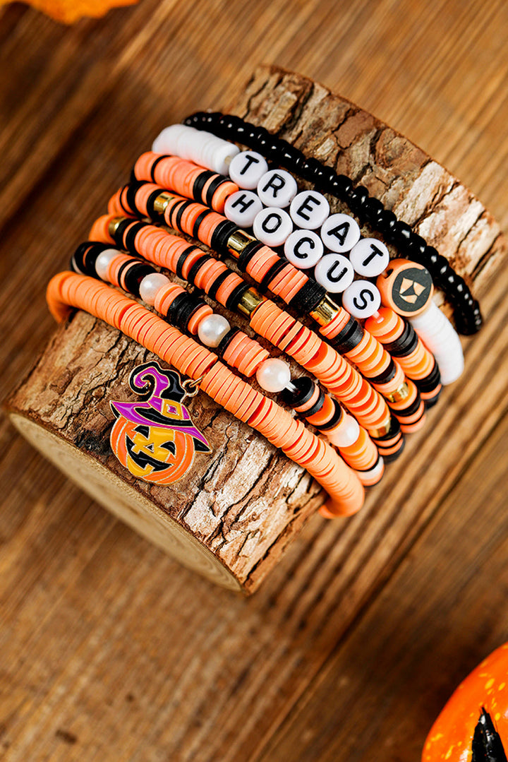 TREAT HOCUS Halloween Kürbis Perlen Mehrschichtiges Armband