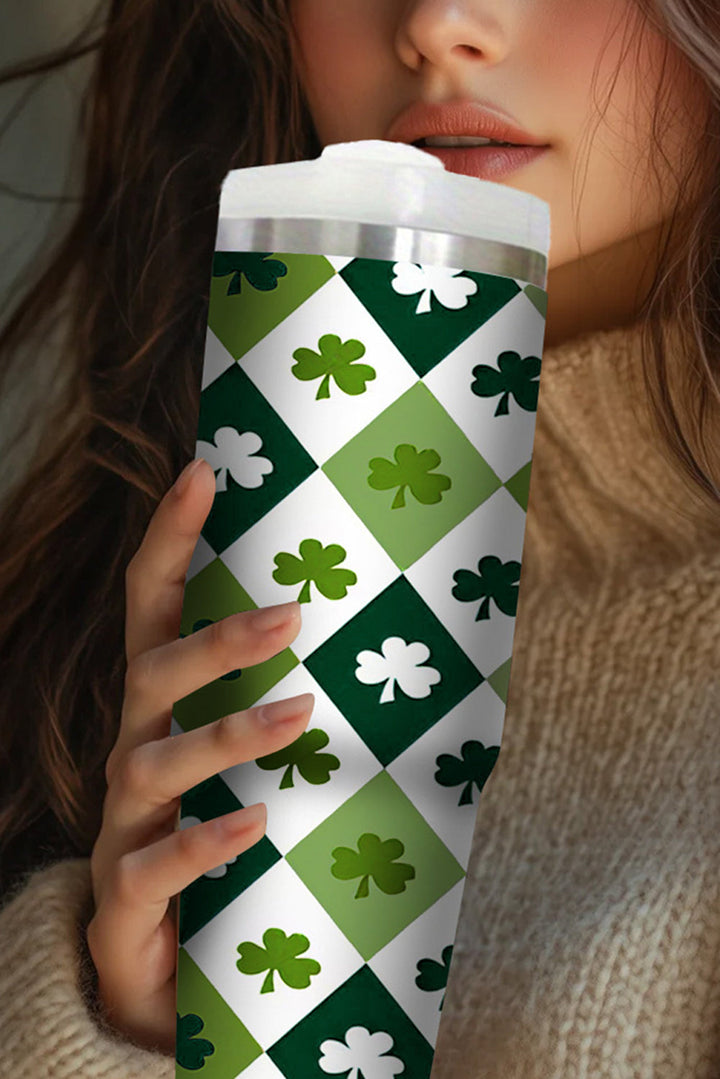 Grand gobelet en paille à imprimé à carreaux Clover sans anse 40 oz