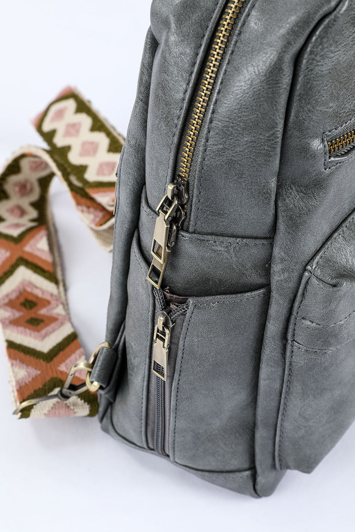 Rucksack aus Kunstleder mit Doppelreißverschluss