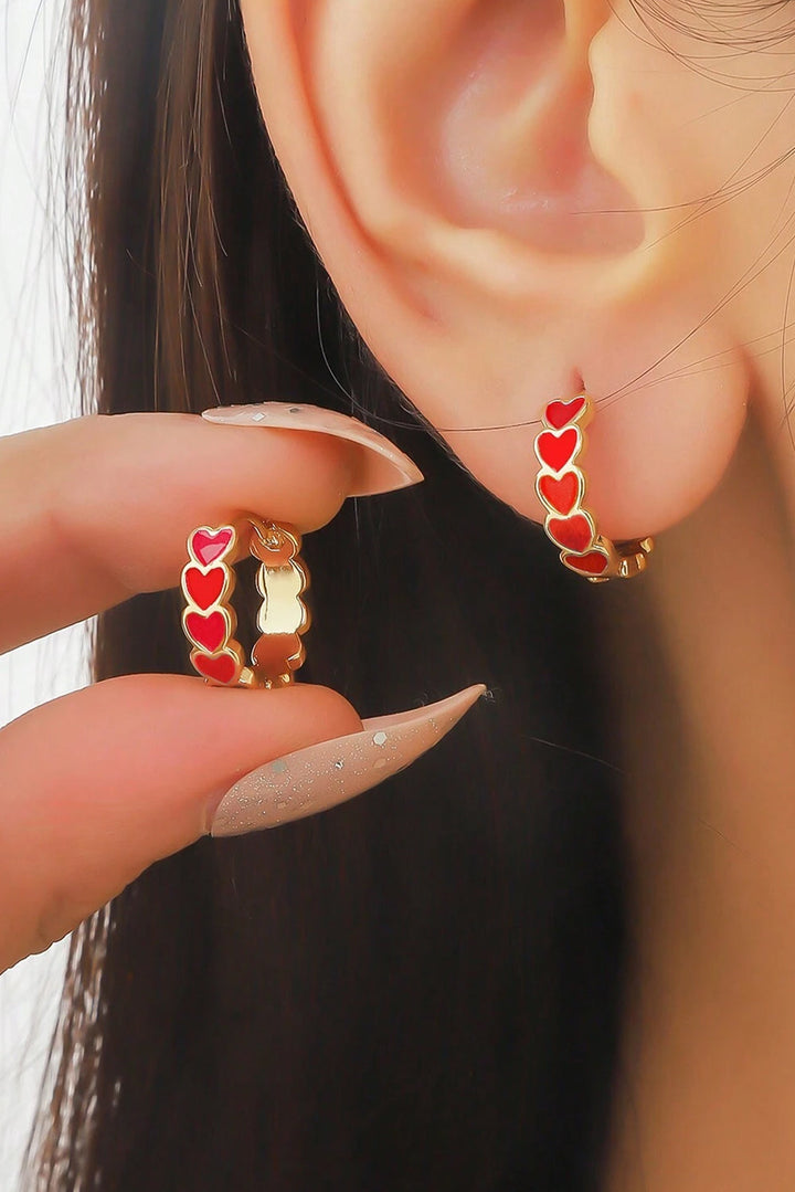 Boucles d'oreilles à petits crochets en alliage plaqué en forme de cœur
