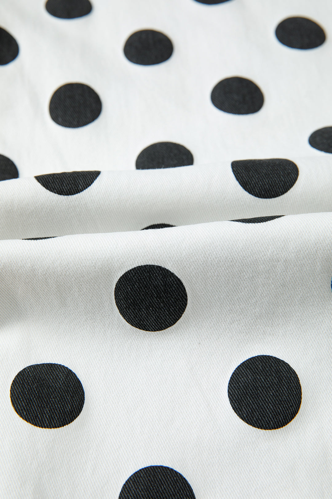 White Polka Dot Print Bow Detail Pocketed Barrel Jeans