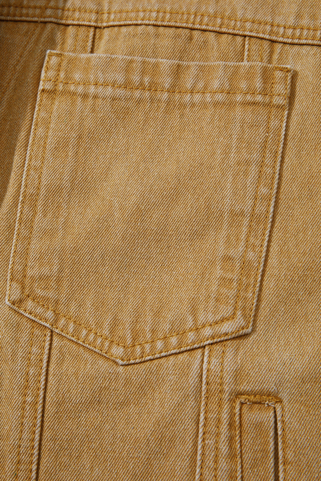 honey gold Metal Button Front Long Sleeve Collar Denim Jacket