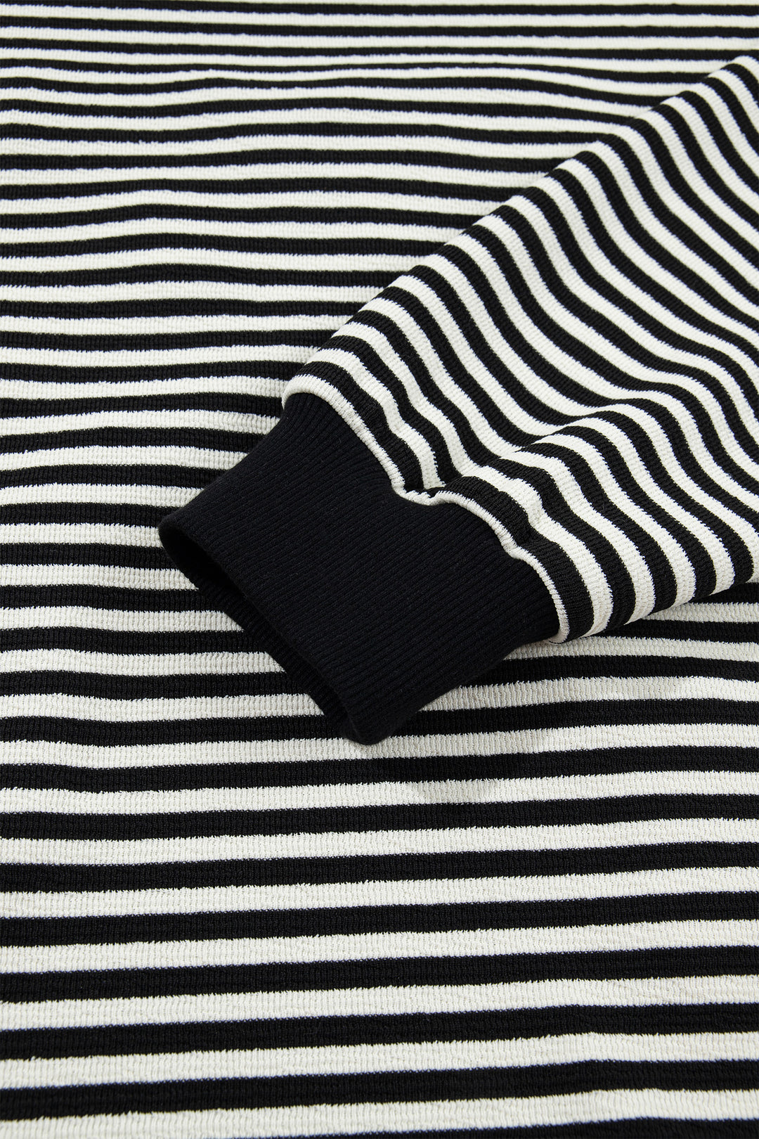 Black Stripe Velvet Bow Pattern Dropped Shoulder Loose Sweatshirt
