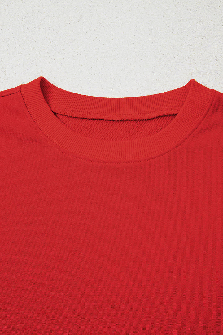 Fiery Red Varsity Striped Detail Drop Shoulder Oversized Sweatshirt